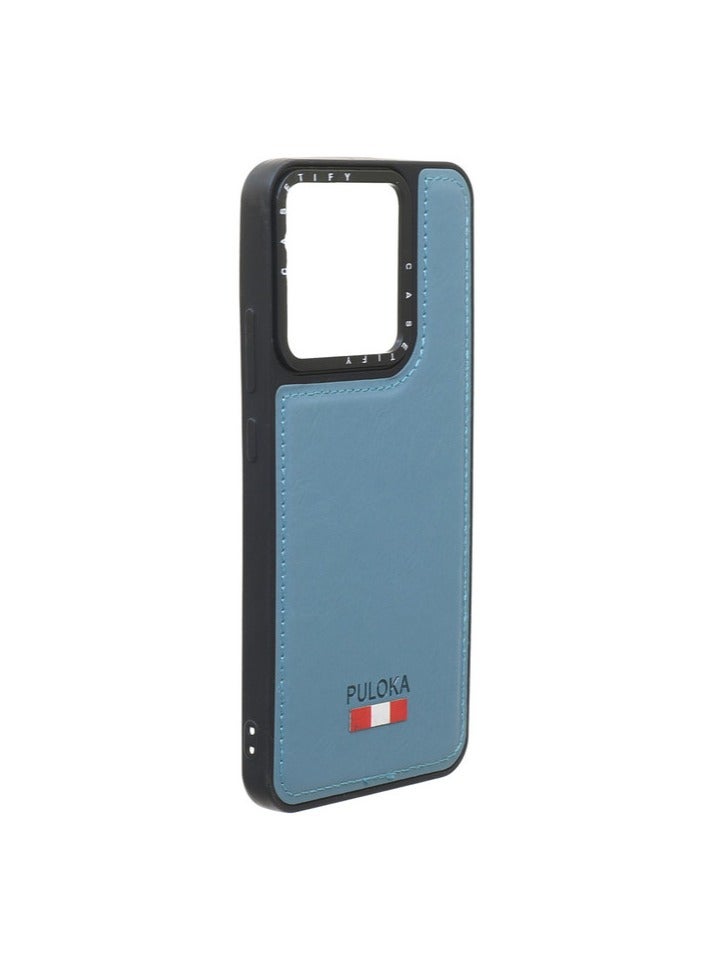 Leather Silicone And Plastic Back Phone Protection Cover For Infinix Smart 7 - Light Blue - Image 2