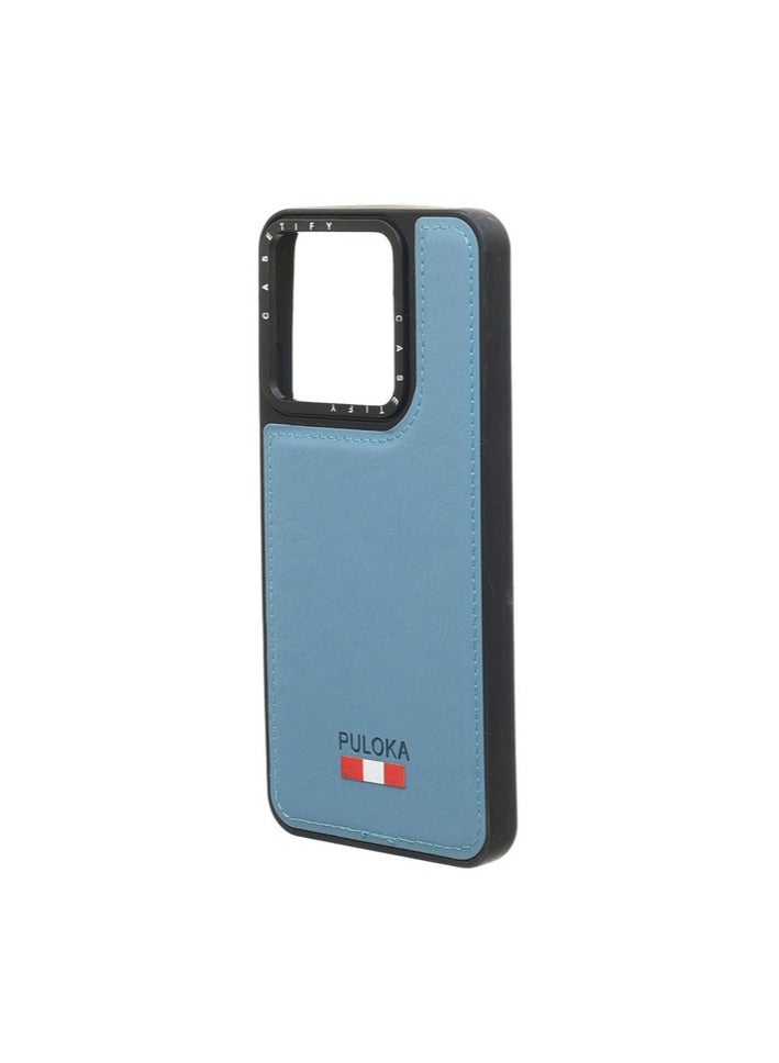 Leather Silicone And Plastic Back Phone Protection Cover For Infinix Smart 7 - Light Blue - Image 3