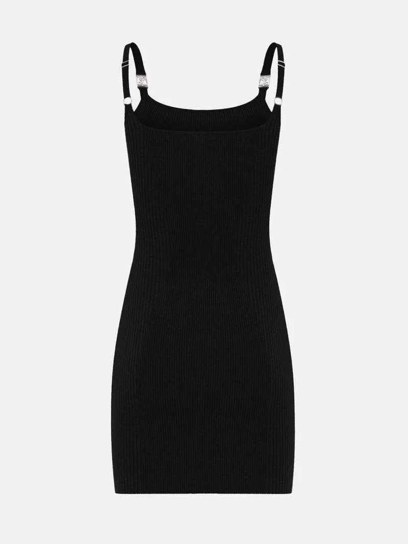 Lichi Mini ribbed dress with strap decoration