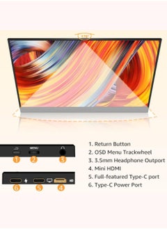 HILUKE 15.6 Inch FHD 1080P HDMI USB C Second External Monitor for Laptop, Desktop, MacBook, Phones, Tablet, PS5/4, Xbox, Switch, Built-in Speaker with Protective Case  - Image 4
