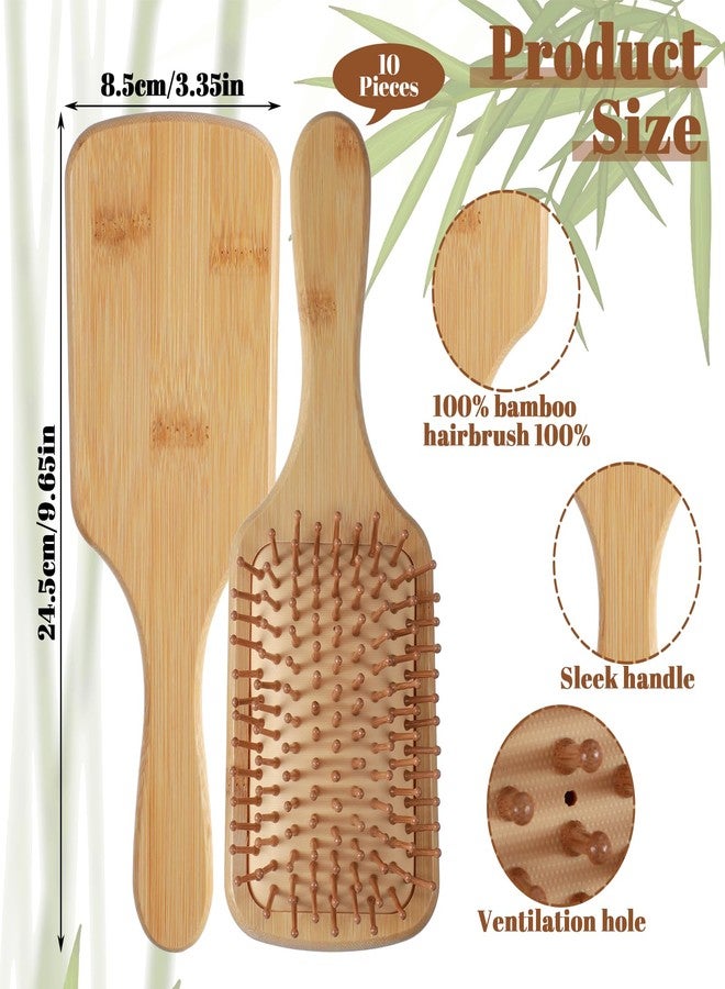 AojSup 10 Pcs Bamboo Hair Brushes for Women Bulk Wooden Paddle Brush Scalp Massage Bamboo Bristle Anti Static Engraving DIY Gift for Wedding Birthday Party (9.65 x 3.35 inch, Natural) - Image 2