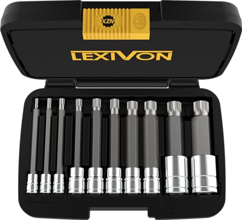 LEXIVON XZN Triple Square Spline Bit Socket Set Extra Long 4Inch 10Piece European Style M4 M18 Premium S2 Alloy Steel Enhanced Storage Case LX145L - Image 3
