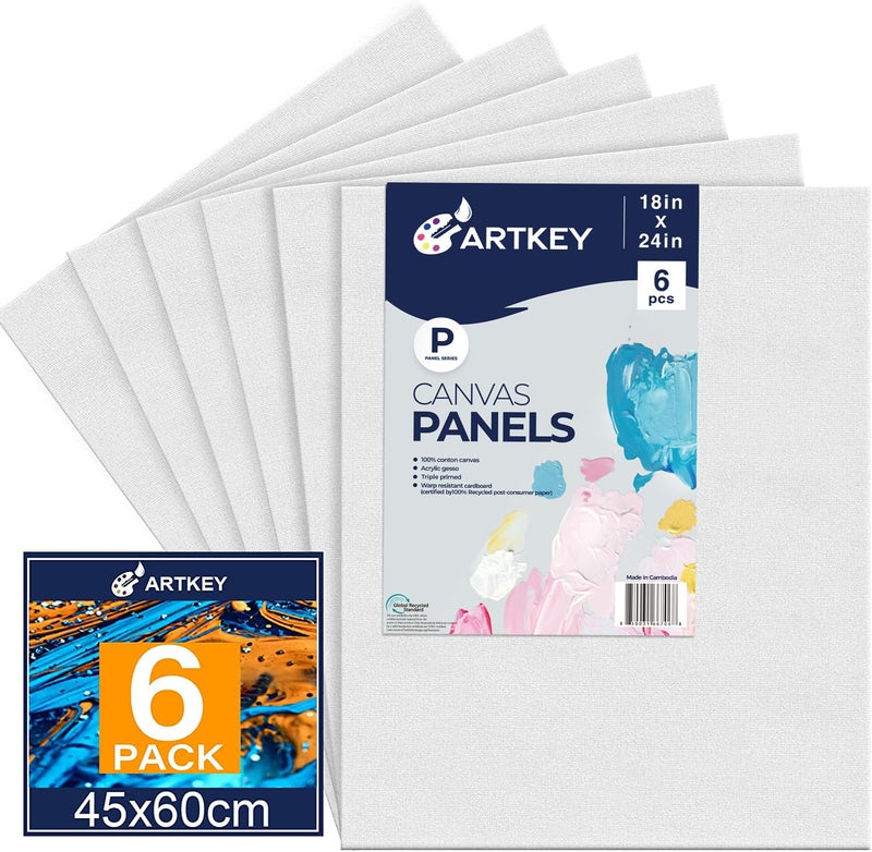 Canvas Panels 18x24 Inch 6Pack 10 oz Primed 100 Cotton Large Canvases for Painting White Blank Flat Canvas Boards for Oil Acrylics Watercolor  Tempera Paints
