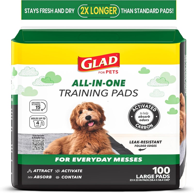 Glad for Pets Black Charcoal Puppy Pads | Puppy Potty Training Pads That ABSORB & NEUTRALIZE Urine Instantly | New & Improved Quality 100 Count FF8654 - Image 1
