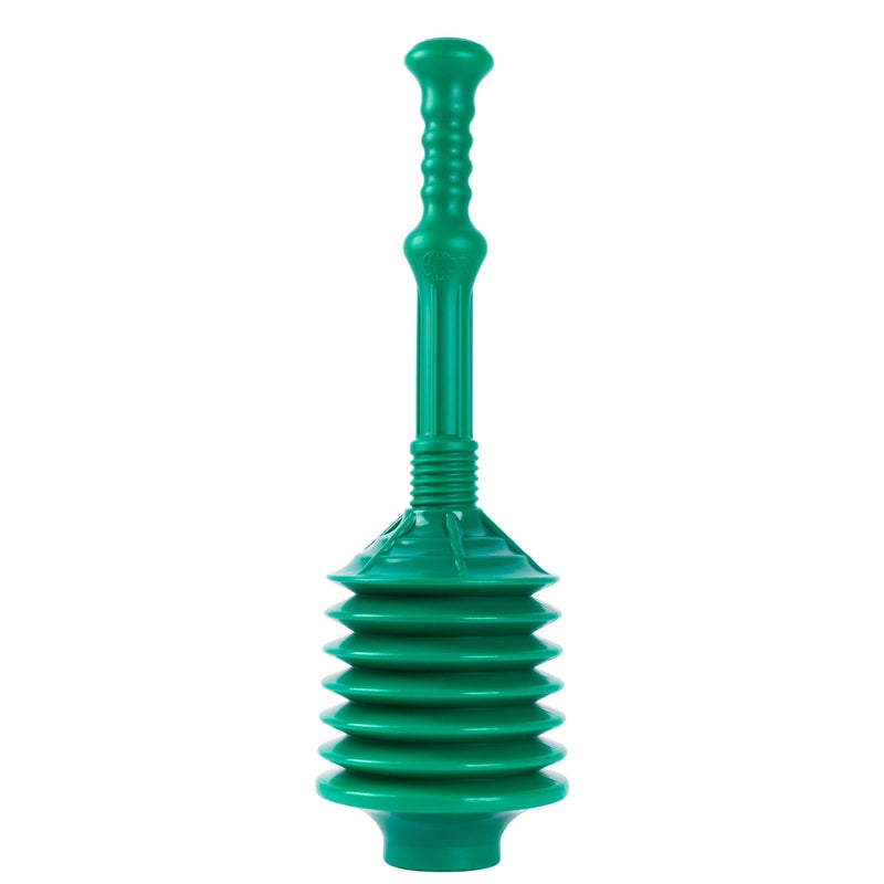 JS Jackson Supplies JS Jackson Supplies Professional Bellows Accordion Toilet Plunger High Pressure Thrust Removes Heavy Duty Clogs from Clogged Bathroom Toilets All Purpose Power Plungers for Bathrooms Green 