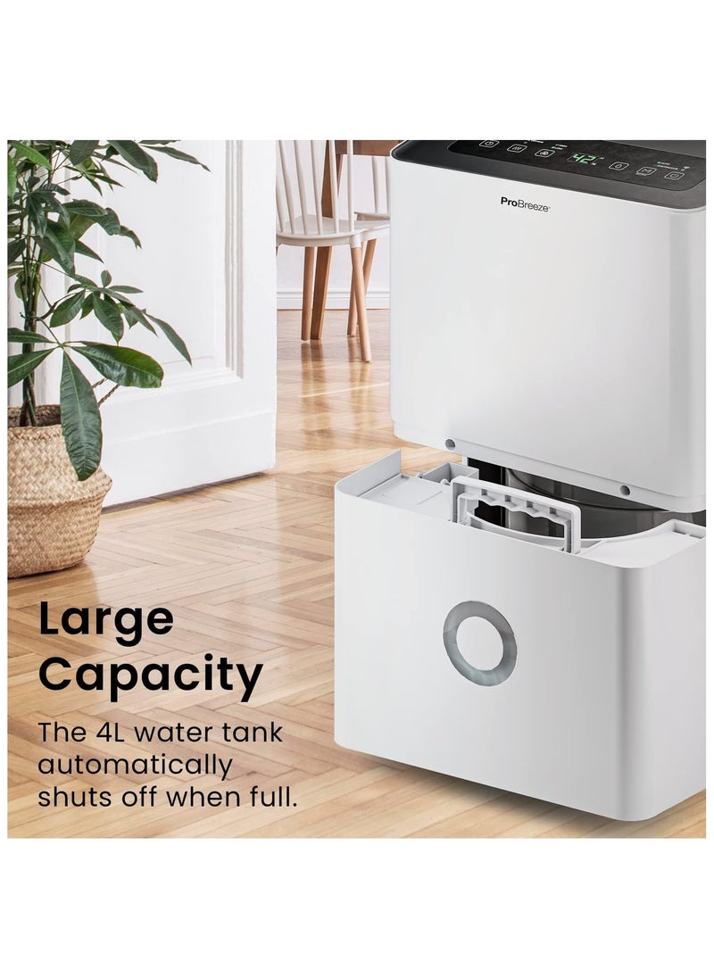 Pro Breeze 30L/Day Dehumidifier - Smart Compressor Dehumidifier With App, Wi-Fi, Continuous Drainage, 4L Water Tank, 24h Timer And Child Lock- Mould Remover And Moisture Absorber For Home And Bathroom  - Image 4