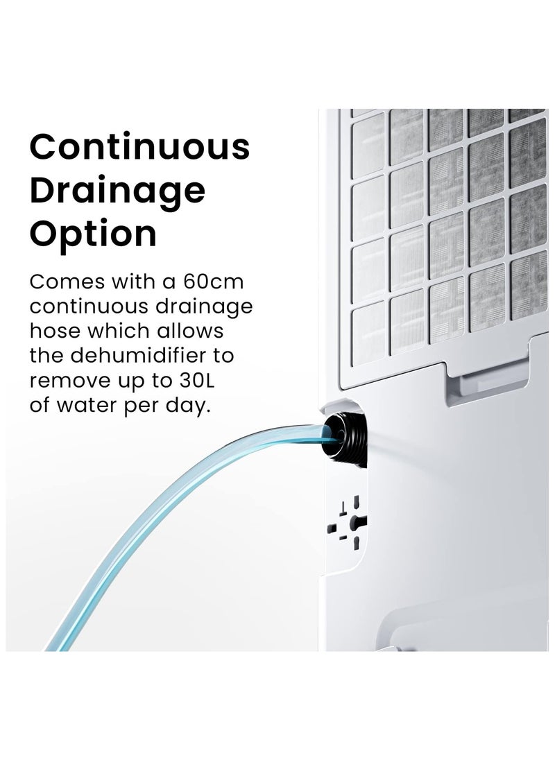 30L/Day Dehumidifier - Smart Compressor Dehumidifier With App, Wi-Fi, Continuous Drainage, 4L Water Tank, 24h Timer And Child Lock- Mould Remover And Moisture Absorber For Home And Bathroom