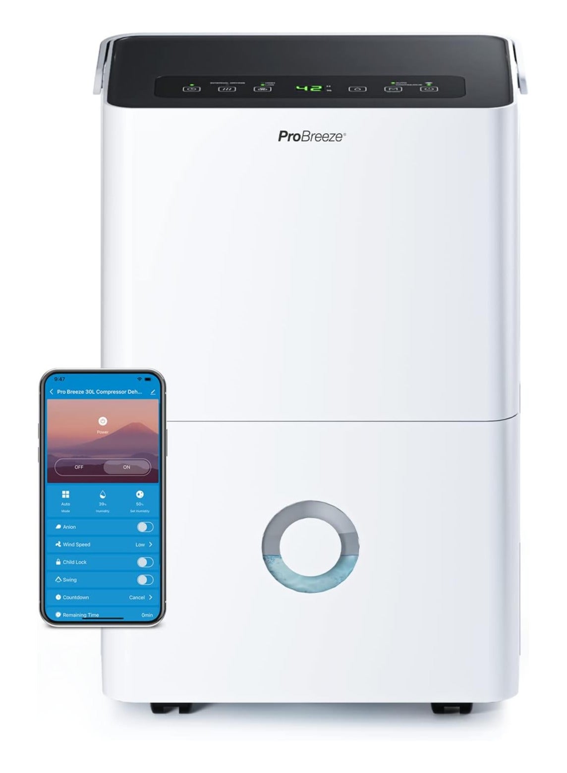 30l Per Day Dehumidifier , Smart Compressor with App, Wi,fi, Continuous Drainage, 4l Water Tank, 24h Timer and Child Lock, Mould Remover Moisture Absorber for Home Bathroom