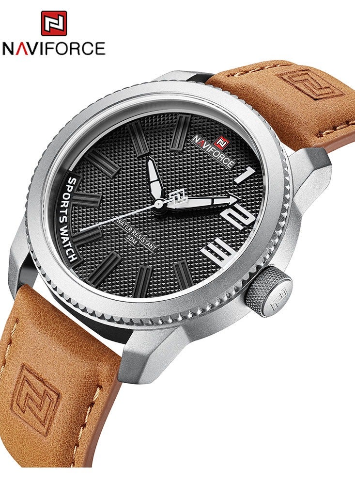 نافيفورس NAVIFORCE البوب ووتش رجالي الرياضة العسكرية صدمة مقاومة للماء والجلود ووتش رجالي أزياء عادية على مدار الساعة الفاخرة الرجال ووتش - Image 2