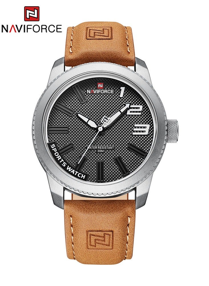 نافيفورس NAVIFORCE البوب ووتش رجالي الرياضة العسكرية صدمة مقاومة للماء والجلود ووتش رجالي أزياء عادية على مدار الساعة الفاخرة الرجال ووتش - Image 3