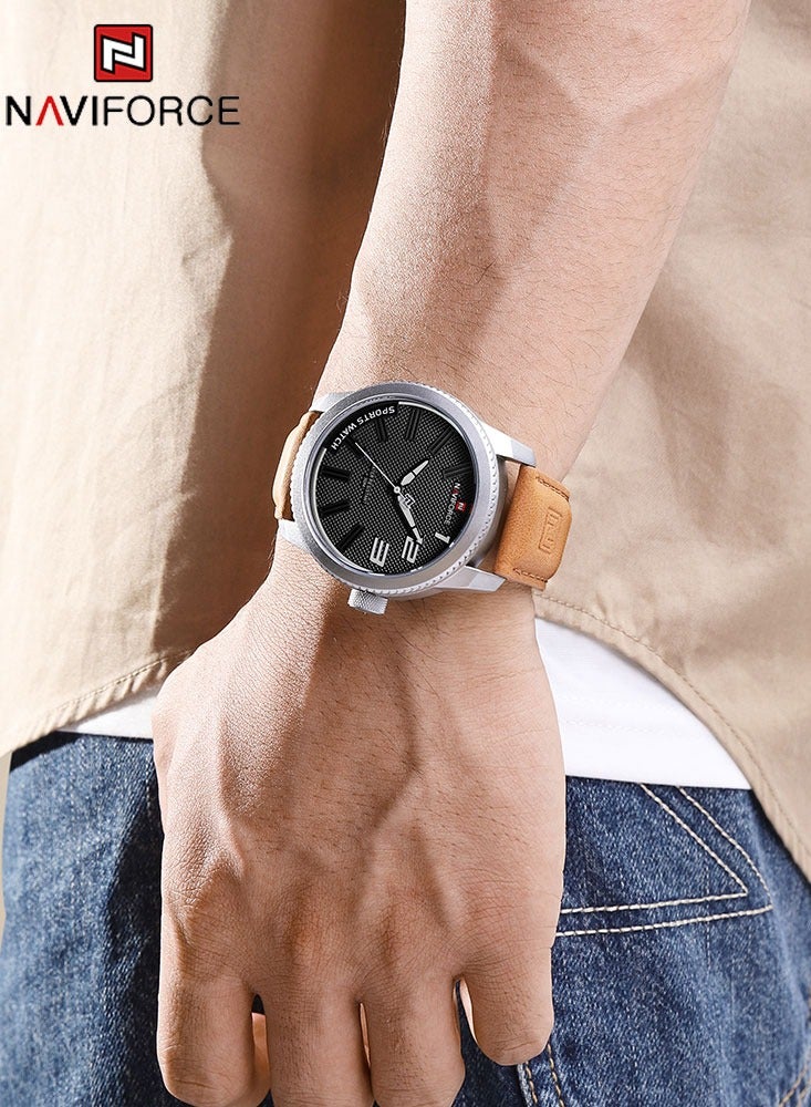 نافيفورس NAVIFORCE البوب ووتش رجالي الرياضة العسكرية صدمة مقاومة للماء والجلود ووتش رجالي أزياء عادية على مدار الساعة الفاخرة الرجال ووتش - Image 4