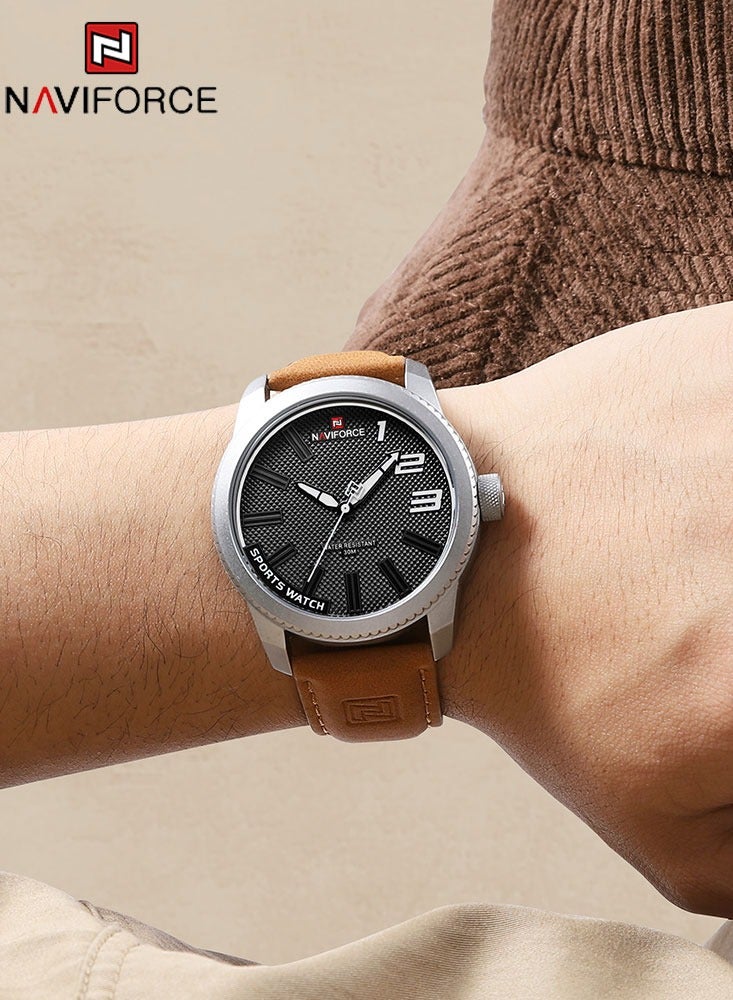 نافيفورس NAVIFORCE البوب ووتش رجالي الرياضة العسكرية صدمة مقاومة للماء والجلود ووتش رجالي أزياء عادية على مدار الساعة الفاخرة الرجال ووتش - Image 5