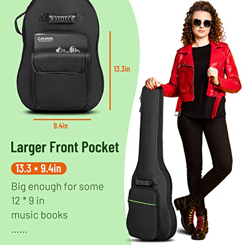 CAHAYA Electric Guitar Bag Gig Bag Case 0.3in Thick Padding Backpack Soft Electric Guitar Case Green CY0293 - Image 4