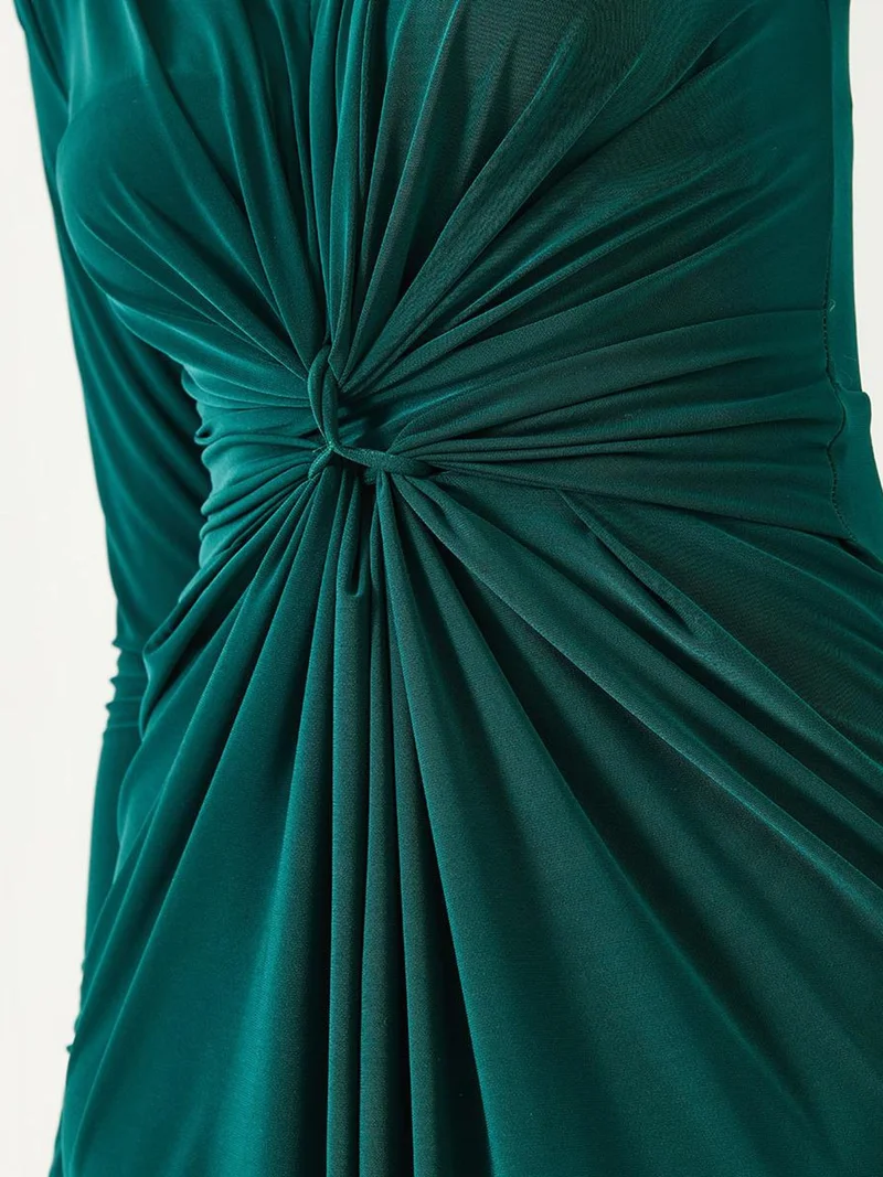 Bianco Lucci LUCCI V-Neck Ruched Midi Dress