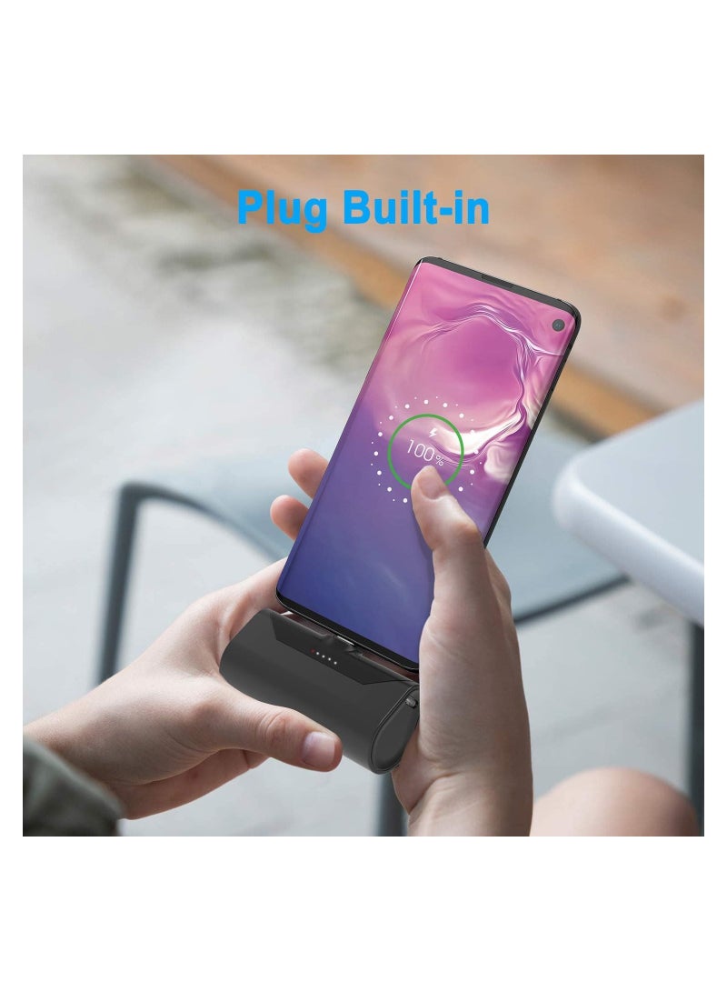 ELTRAZONE Mini Power Bank 6000mAh Type-C Plug Built-in QC3.0 18W Fast Charge Ultra-Compact Pocket Charger Cute Battery Pack Portable Power Bank for Samsung Galaxy S21/S20/S10, Google Pixel 4/3/2XL (Black) - Image 3