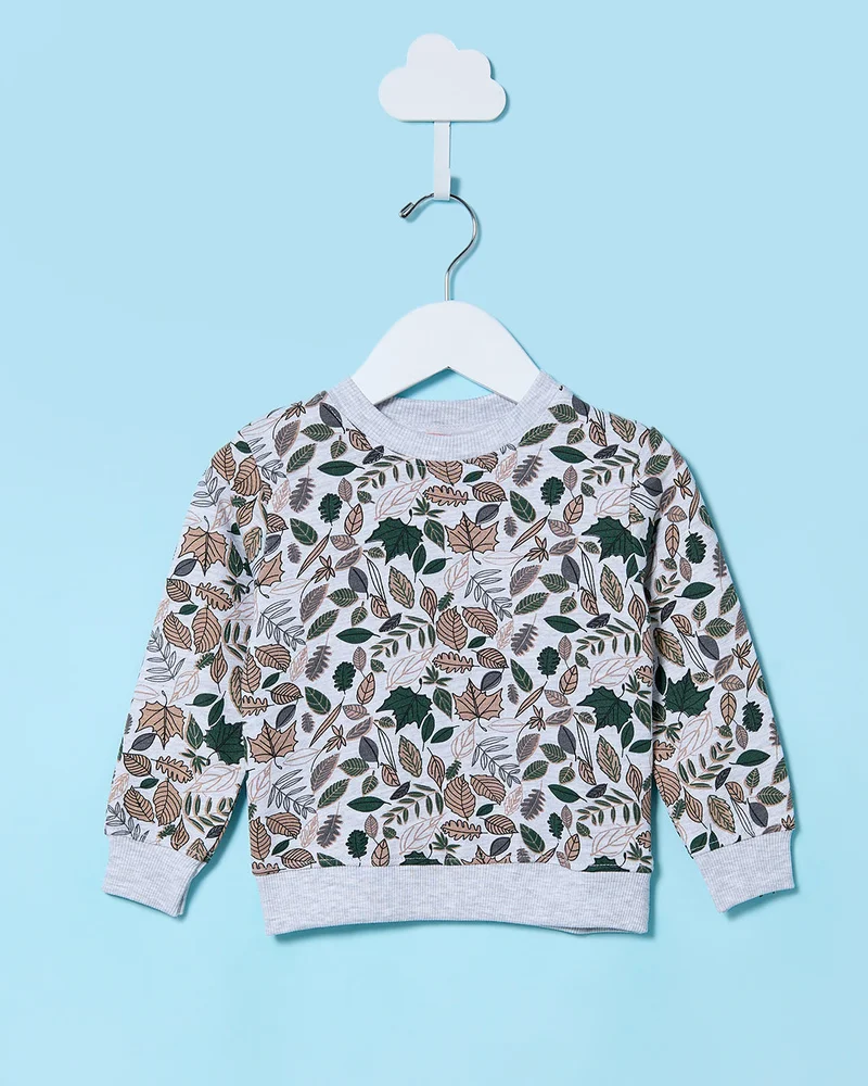 Redtag Infant Girls Grey Printed Sweatshirt