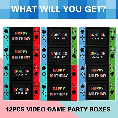 JOARHONAL Video Game Party Favor Boxes - 12 PCS Game On Theme Gifts Boxes for Boys Kids Video Game Birthday Party Supplies Goodie Candy Bags Gamer Party Decorations - Image 2
