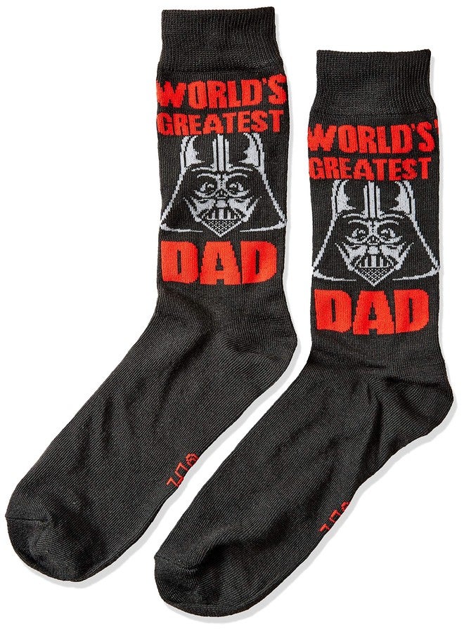 Hyp Star Wars Darth Vader World's Greatest Dad Men's Crew Socks Size 6-12 Black - Image 2
