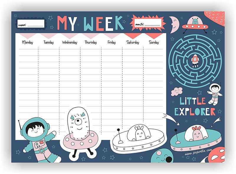 COI My Week Planner Writing Pad/Little Explorer Space Fun Activity Notepad for Daily, Weekly to Do List - Image 1