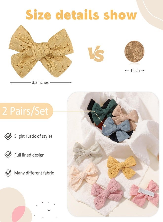 Jollybows 2pcs 3.2" Hair Bows Clips for Baby Girl Toddler Pigtail Neutral Linen Hair Clip Bows -Black - Image 2