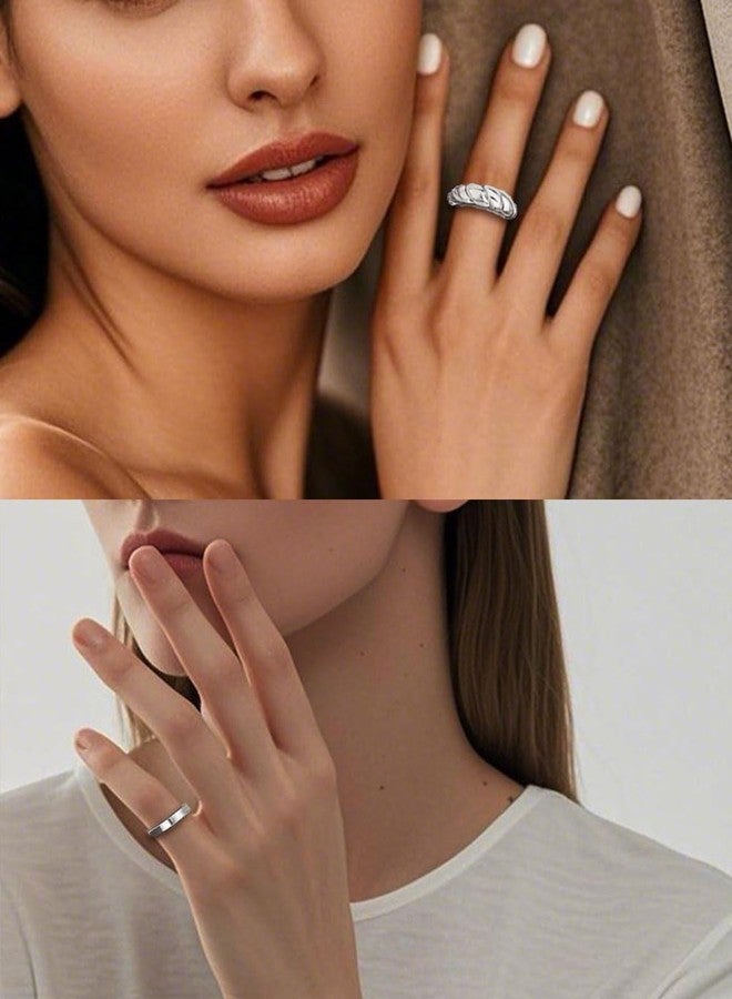 Tornito 12 Pcs Gold Stackable Rings Set for Women 20K Gold Plated Knuckle Open Rings Chunky Heart Square Twist Statement Signet Rings Silver Gold Tone Adjustable - Image 5