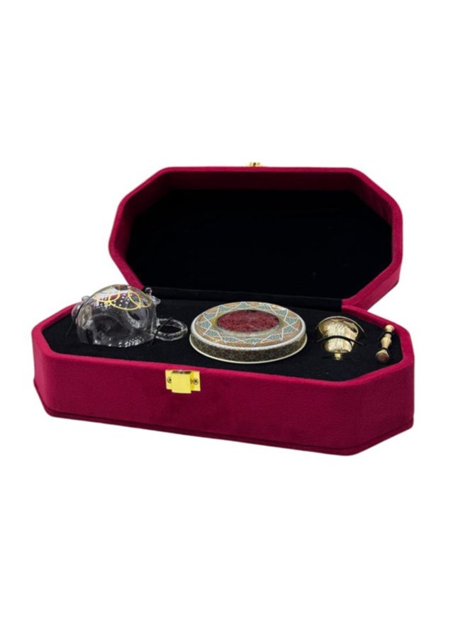 ZARCHIN Luxury Saffron Box ,Velvet Handmade Box with Mortar and Little Pot , 3gm Super Negin Saffron  - Image 1