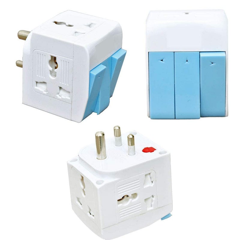 REMANG 3 in 1 Adapter Multi Plug with 3 Sockets with 3 Individual Switch and Extension Spike Buster LED Indicator Fuse Protected Safety Shutter Plastic Extension Travel Adaptor Multicolor - Image 4
