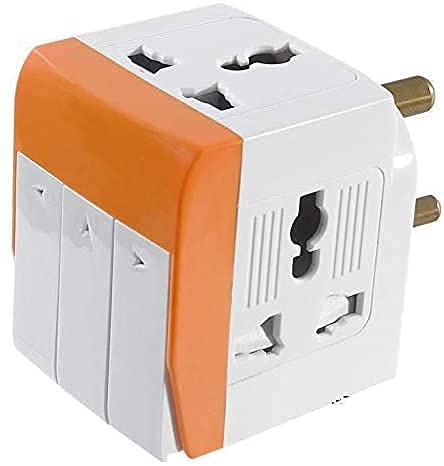 REMANG 3 in 1 Adapter Multi Plug with 3 Sockets with 3 Individual Switch and Extension Spike Buster LED Indicator Fuse Protected Safety Shutter Plastic Extension Travel Adaptor Multicolor - Image 1