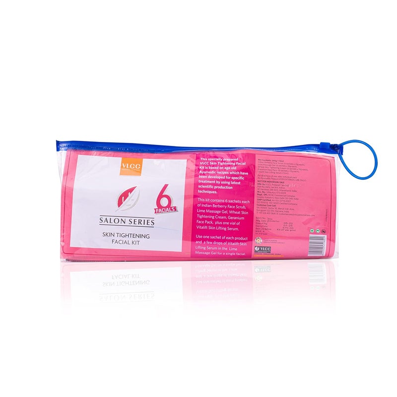 VLCC مجموعة VLCC للعناية بالبشرة لشد الوجه 6 جلسات 240غ 12مل جلسة منزلية مع مستخلصات البرباريس وزيت جنين القمح والجزر وزهرة الجيرانيوم لشد البشرة وإعطائها إشراقة شبابية - Image 1