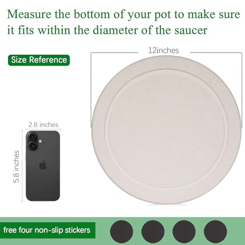 Creproly Plant Saucer Flower Pot Saucers Plant Trays for Pots Instant Dry Diatomaceous Earth Round Plant Drip Trays for Indoors Keeping Counter and Floors Dry and Clean (2Pcs White Large) - Image 2