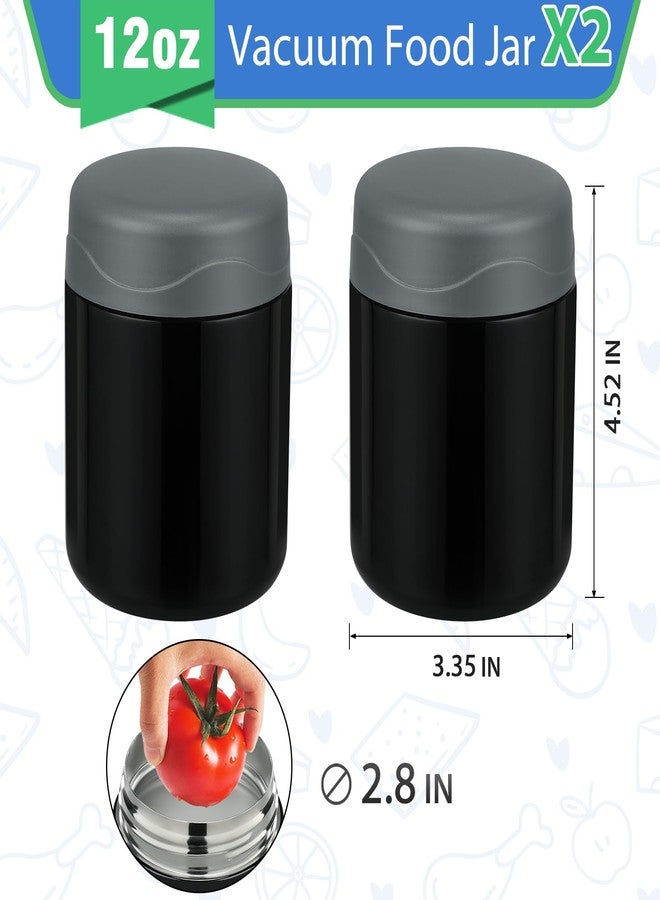 wiwens 12oz 2 Pack Insulated Food Jar Set for Kids Soup Thermo Hot Food Lunch Container Wide Mouth Leak Proof Stainless Steel Vacuum Bento Box for School Office Travel Outdoors - Image 5