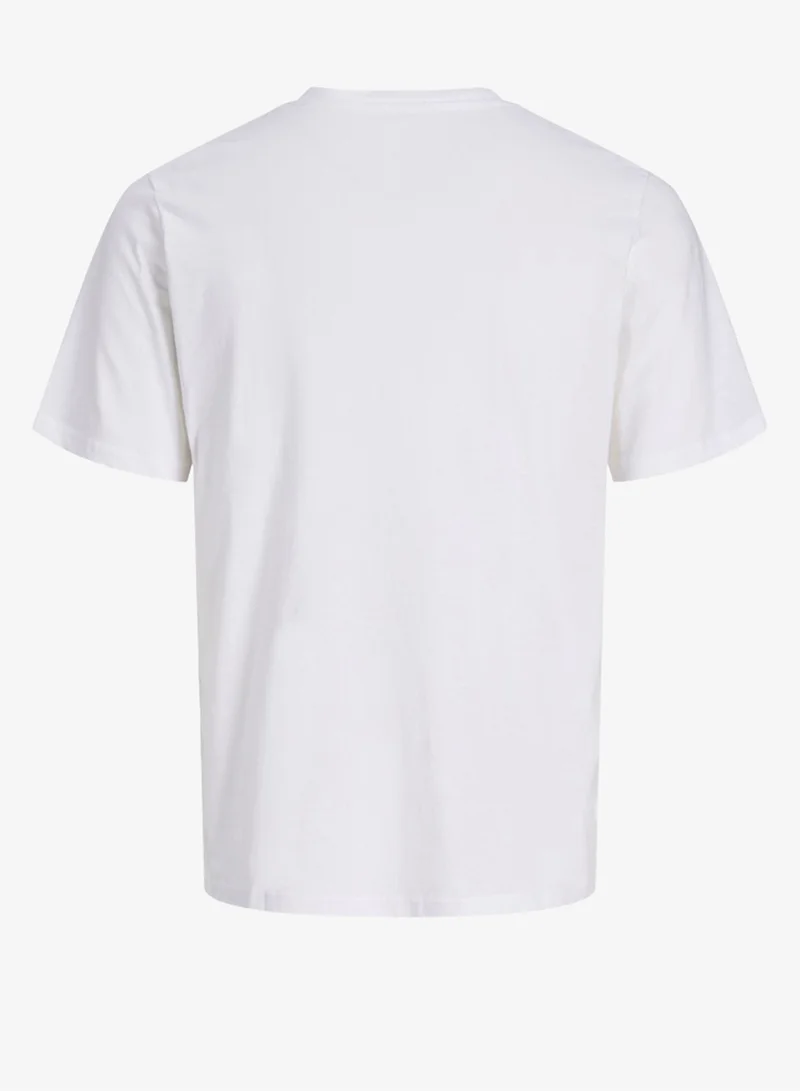 JACK & JONES Bright White Casual Regular Fit Crew Neck T-Shirt for Men | Best Price UAE