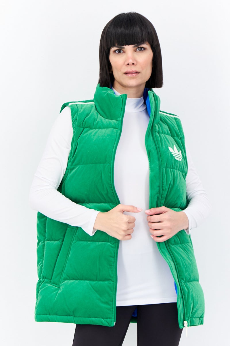 adidas Originals Women Sportswear Fit Sleeveless Outdoor Vest Jackets, Green - Image 1
