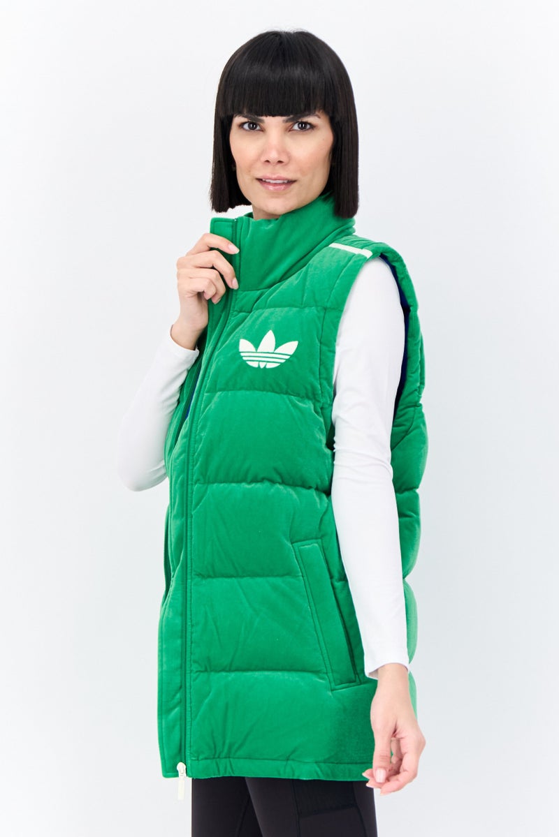adidas Originals Women Sportswear Fit Sleeveless Outdoor Vest Jackets, Green - Image 2