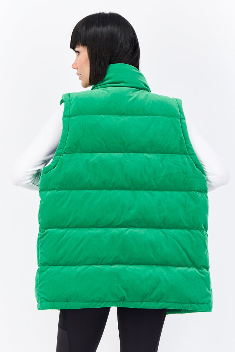 adidas Originals Women Sportswear Fit Sleeveless Outdoor Vest Jackets, Green - Image 3