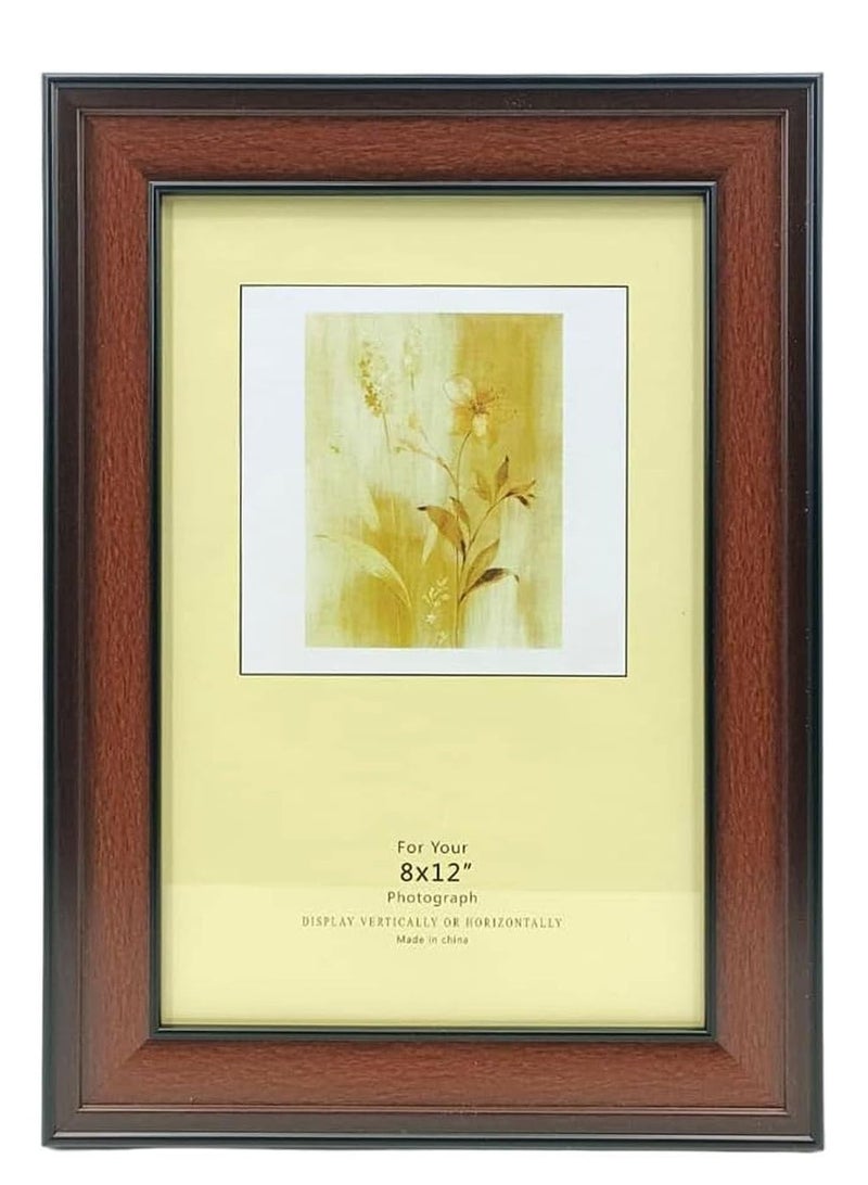 Decorhills Brown PVC Photo Frame – Elegant Plastic Picture Frame for Office, Bedroom, Living Room, and Hallway – Stylish Wall & Tabletop Display for Cherished Memories - 8x12 Inches Picture - Image 1