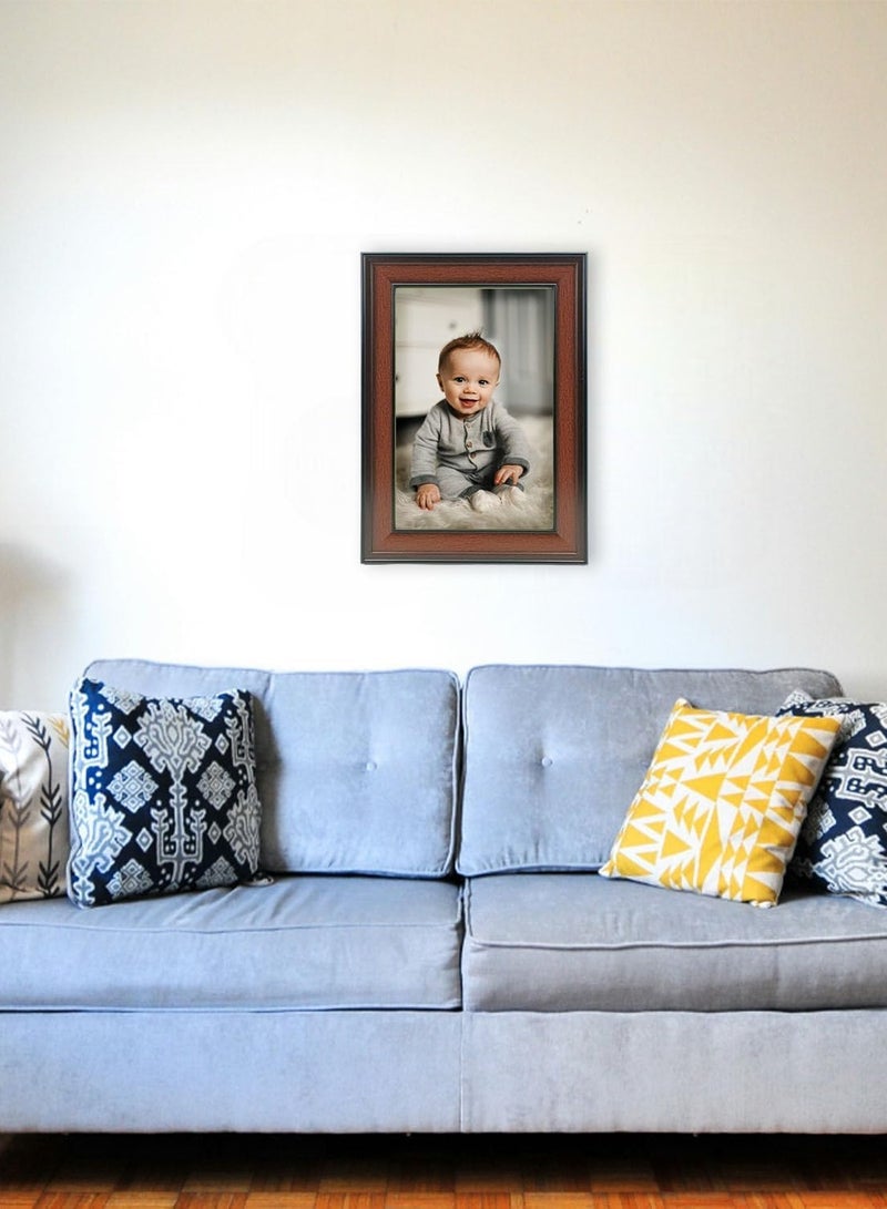 Decorhills Brown PVC Photo Frame – Elegant Plastic Picture Frame for Office, Bedroom, Living Room, and Hallway – Stylish Wall & Tabletop Display for Cherished Memories - 8x12 Inches Picture - Image 4