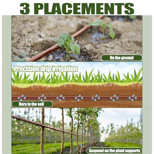 Innconee 1/4 Inch Drip Irrigation Tubing Hydroponics Dripline Hose with 6 Inch Emitter Spacing Irrigation Drip Line Emitter Tubing for Gardens Efficient Raised Beds Flower Watering(Brown,100 ft) - Image 5