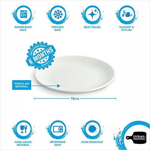 Urban Snackers Porcelain Coupe Dinner Plate, 18 Cm, White, 8023 - Image 3