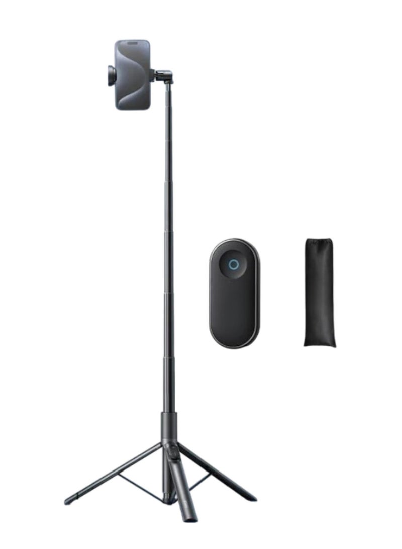Integrated Selfie Stick Tripod with Wireless Remote, Extendable Lightweight Phone Holder, Compact Travel Monopod for Vlogging, Video, and Photos - Image 1