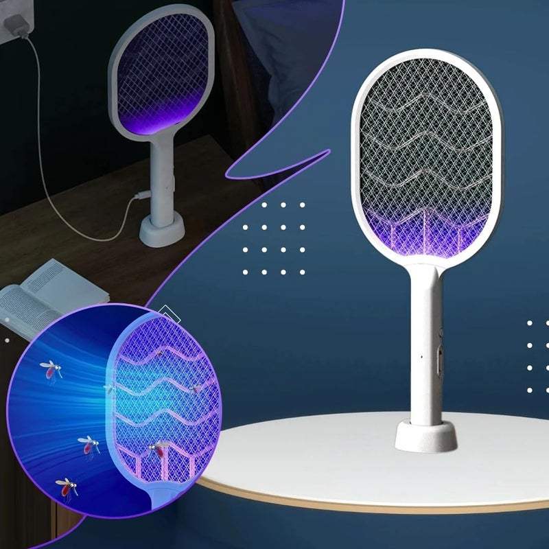 2 in 1 Rechargeable Electric Bug Zapper Racket Mosquito Swatter for Indoor and Outdoor - Image 2