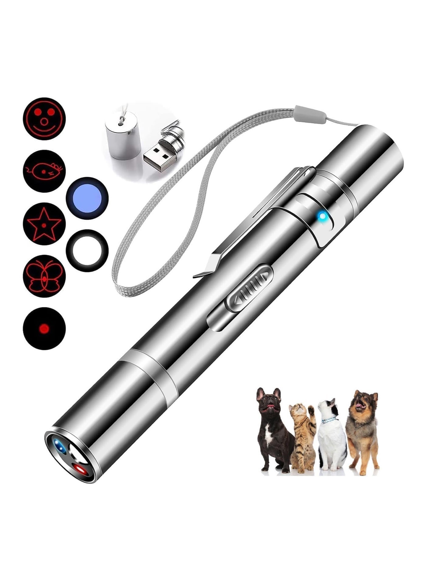 Laser Pointer Cat Toy, 7 in 1 Multi-Pattern Laser Pen 3 Modes Projection for Pet Long Range High Power Laser Interactive Chase Dog Cat Toys