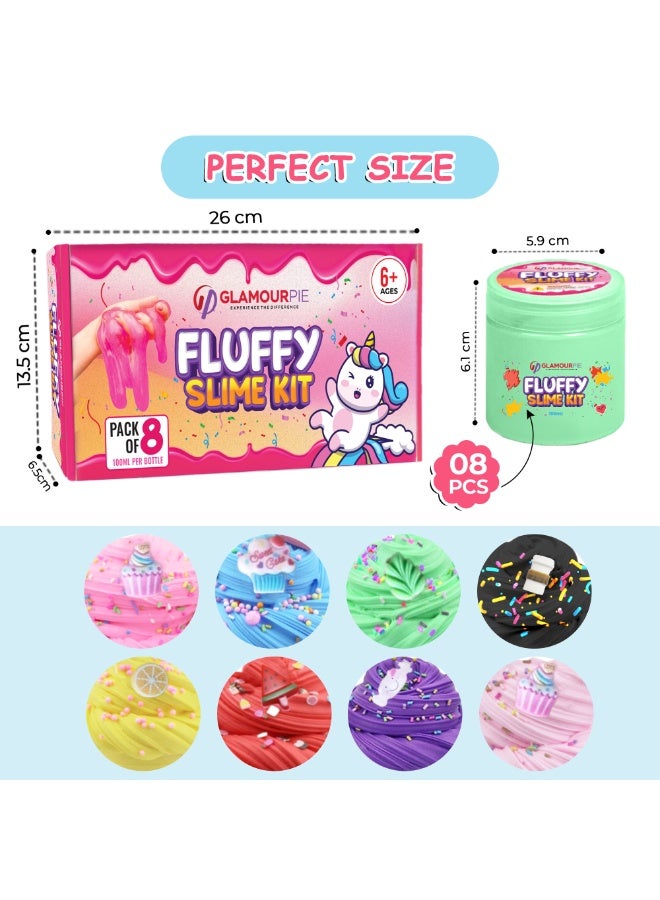 GlamourPie Fluffy Butter Slime Kit for Kids - Non-Sticky, Glossy & Scented Cloud Slime for Girls & Boys - Perfect for Party Favors & Stress Relief Toys for Girls 8x100ML - Image 2