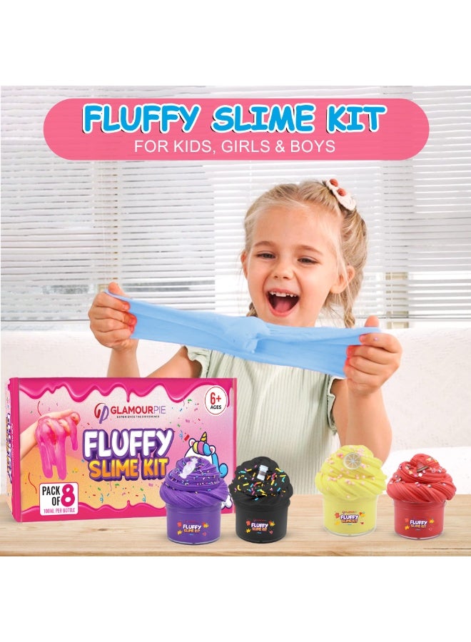 GlamourPie Fluffy Butter Slime Kit for Kids - Non-Sticky, Glossy & Scented Cloud Slime for Girls & Boys - Perfect for Party Favors & Stress Relief Toys for Girls 8x100ML - Image 3