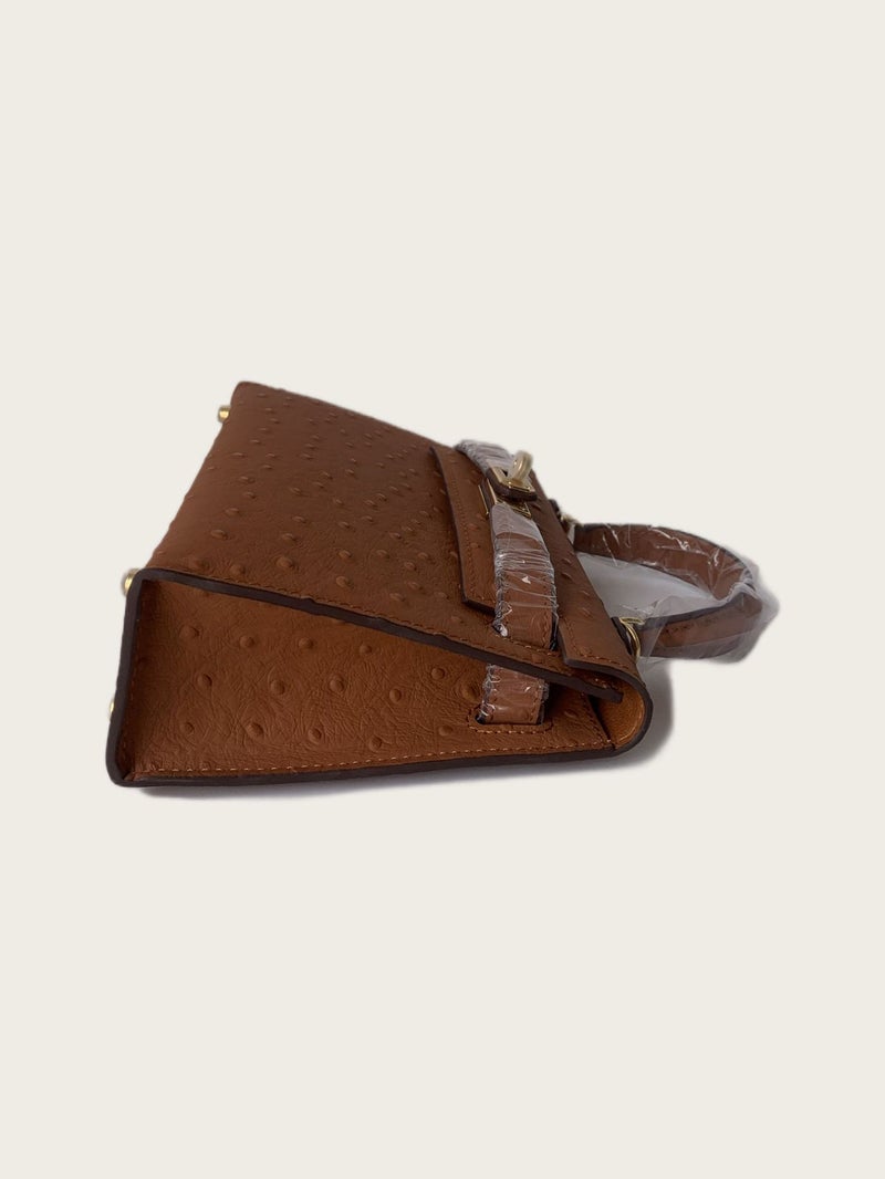 H Home Ostrich Pattern Top Layer Cowhide Kelly Bag Second Generation 21Cm Genuine Leather Crossbody Women'S Bag Shoulder Hand Small Square Bag - Image 5