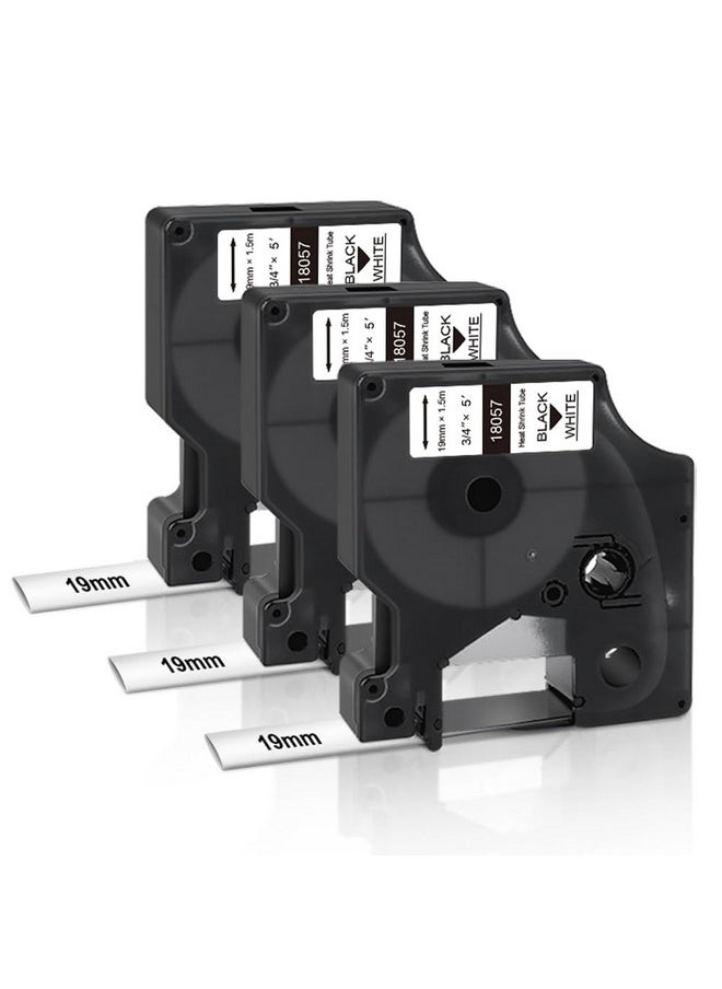 Topcolor 3-Pack Compatible For 18057 A18057 3/4" Heat Shrink Tubes 19Mm Black On White Label Tape For Rhino Industrial Label Maker 4200 5200 5000 6000  - Image 1