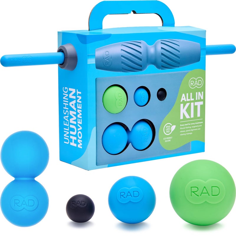 RAD All-in Kit â€“ Foam Roller Set for Whole Body Massage & Myofascial Release â€“ 7-in-1 Kit with Roller Stick, Yoga Block, Massage Balls â€“ Muscle Recovery Tools for Mobility & Flexibility - Image 1
