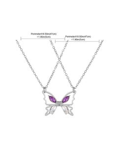 Generic Rhinestone Butterfly Pendant Friendship Necklace, Dainty BFF Stainless Steel Anti Fading Metal Necklace Set, Matching Friends Necklace Jewelry Gift (Silver)  - Image 2