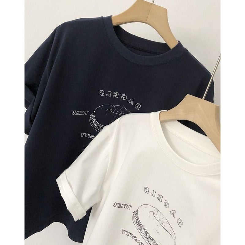 Super Feel Modal Style Right Shoulder Short-Sleeved T-Shirt For Women Loose Printed Drapey Thin Top That Cover The Flesh - Image 4