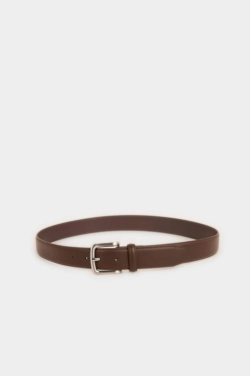 Man Rectangle Clasp Faux Leather Classic Belt
